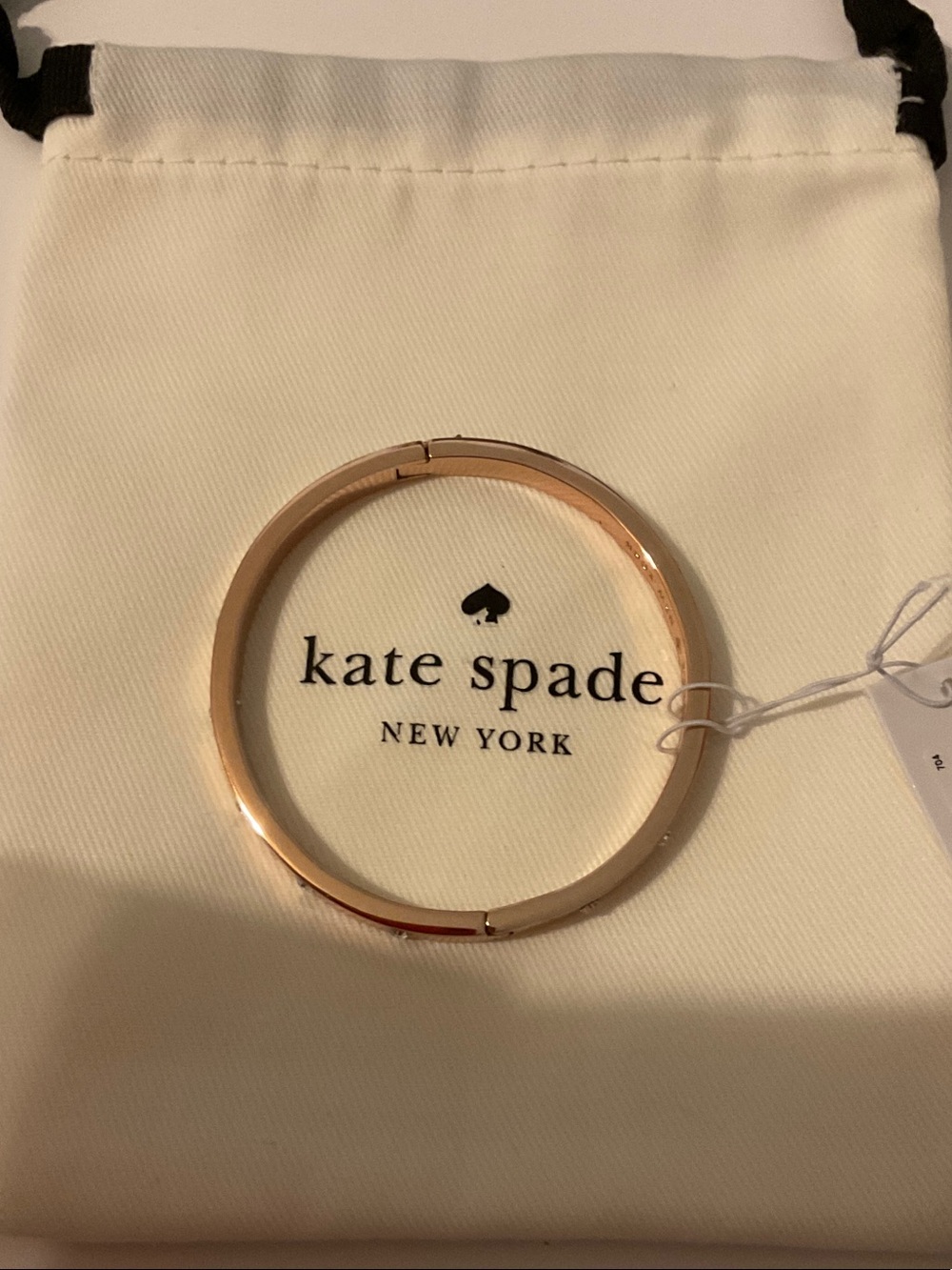 Kate Spade “Set In Stone” Hinged Bangle Bracelet Rose Gold NWT - Picture 6 of 8